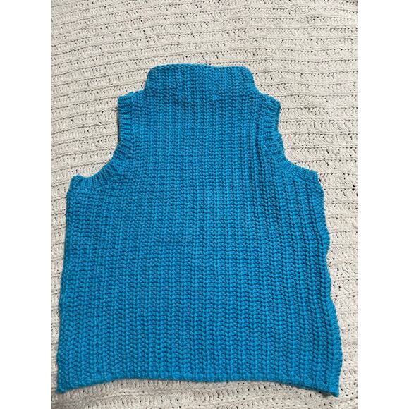 VTG 525 Sleeveless Knit Sweater Vest Turtleneck Womens Small 100%Cotton USA Blue - Picture 5 of 6